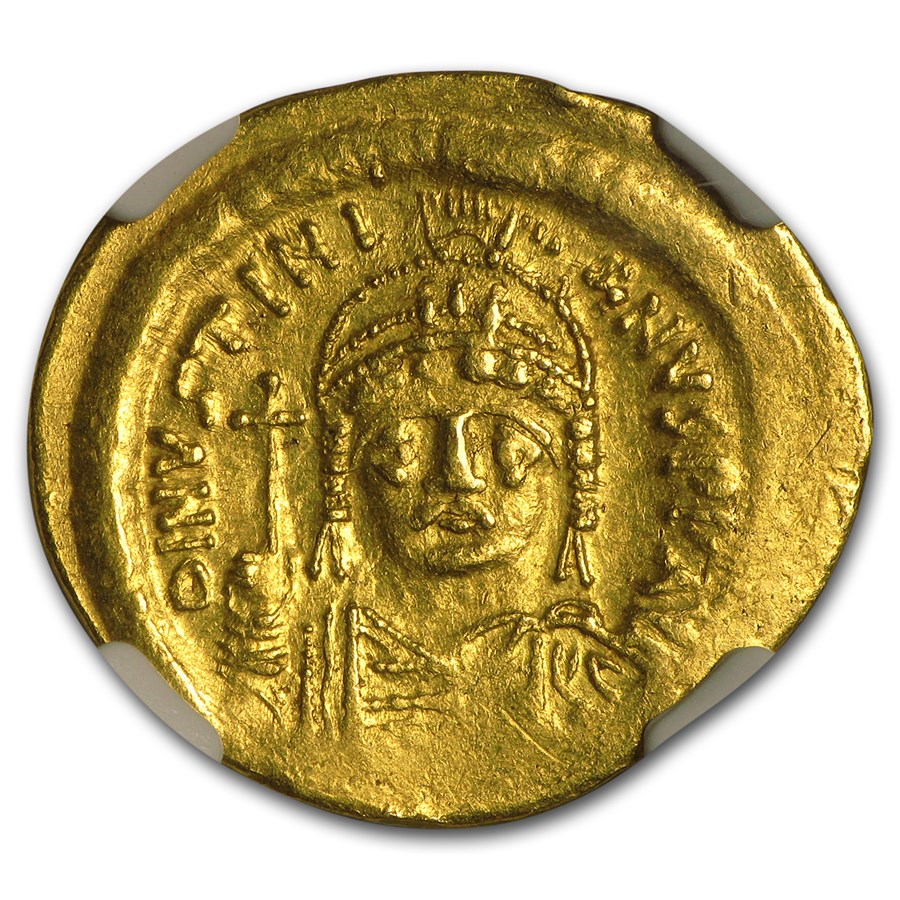 Byzantine Gold Solidus Emperor Justinian I (527-565 AD) AU NGC