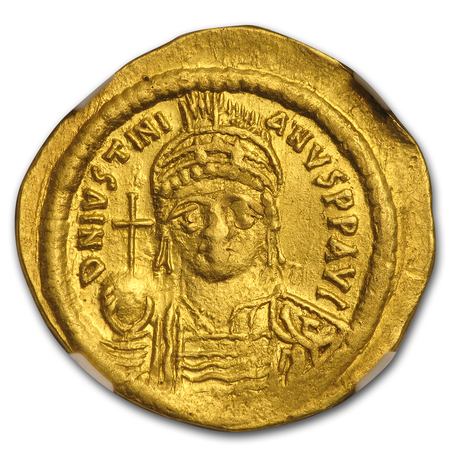Buy Byzantine Gold Solidus Emperor Justinian I (527-565 AD) Ch XF