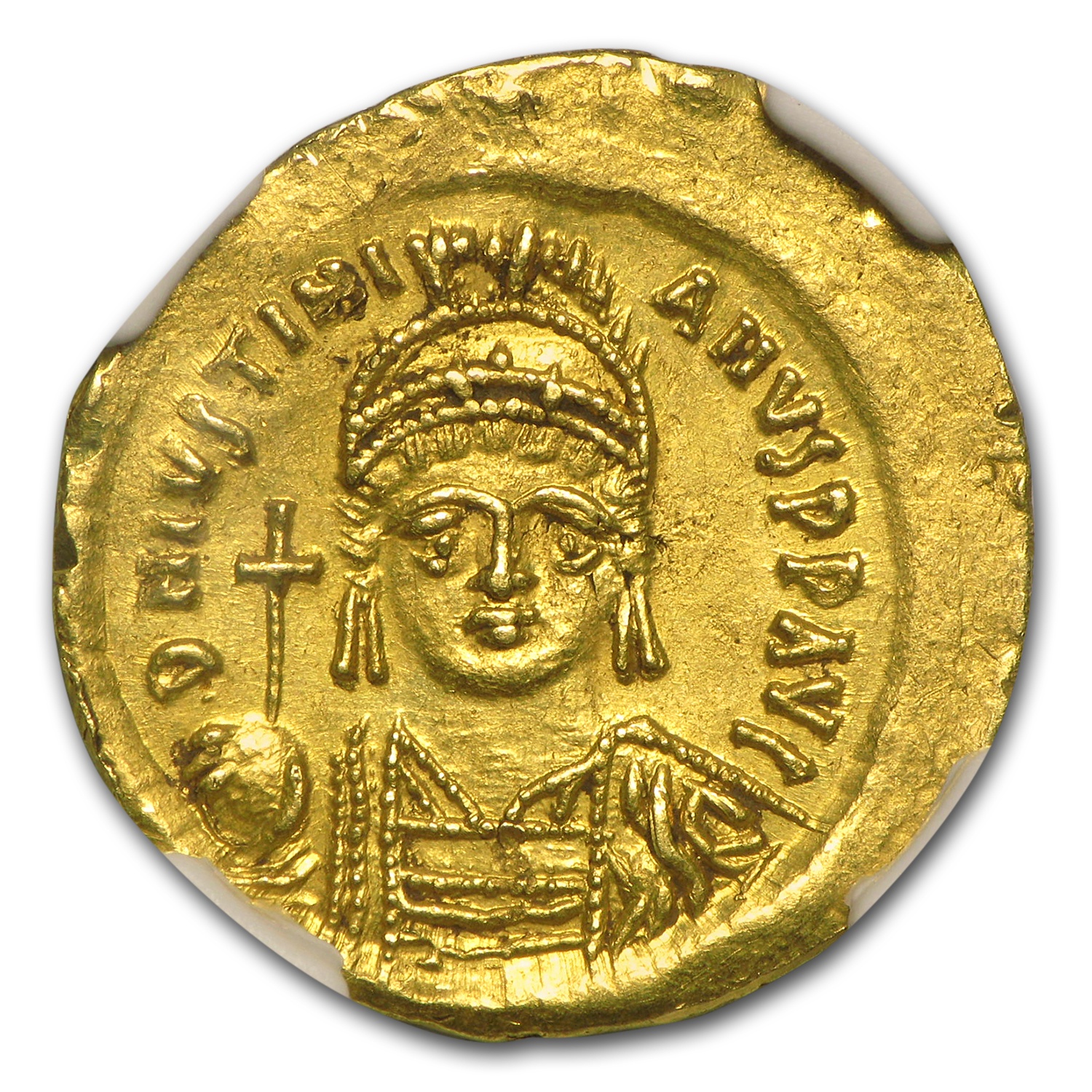 Buy Byzantine Gold Solidus Emperor Justinian I (527-565 AD) MS NGC