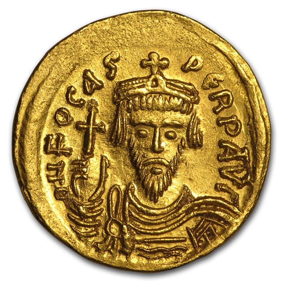 Byzantine Gold Solidus Emperor Phocas (602-610 AD) CH AU Byzantine Gold Solidus Emperor Phocas (602-610 AD) CH AU