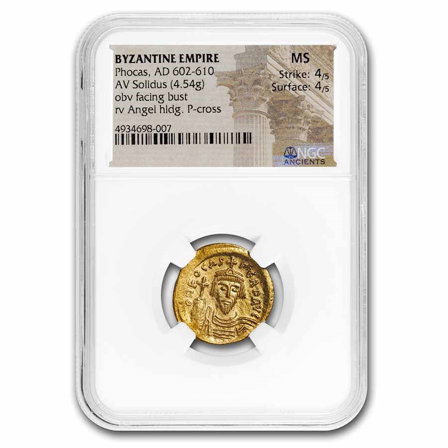 Byzantine Gold Solidus Emperor Phocas (602-610 AD) MS NGC (S-620)
