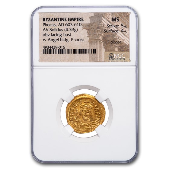 Byzantine Gold Solidus Emperor Phocas (602-610 AD) MS NGC Byzantine Gold Solidus Emperor Phocas (602-610 AD) MS NGC