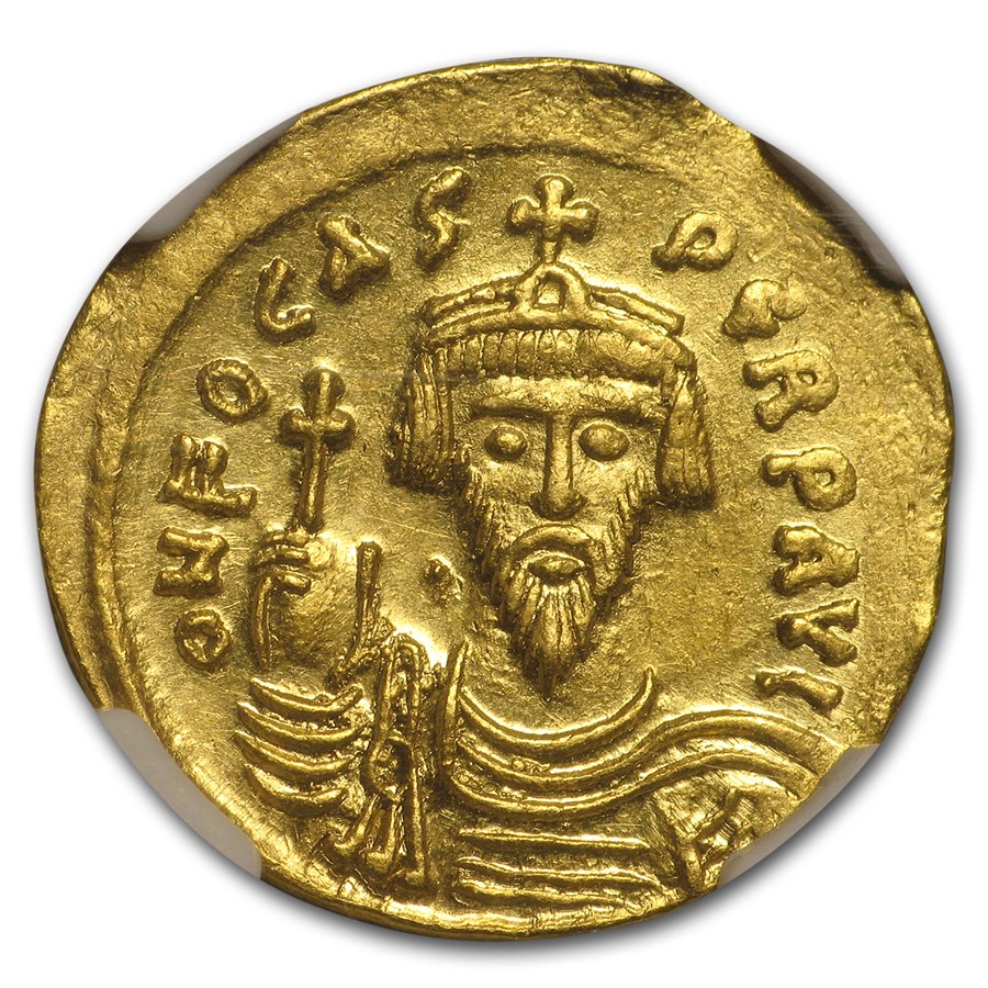Byzantine Gold Solidus Emperor Phocas(602-610 AD)NGC (Vault)