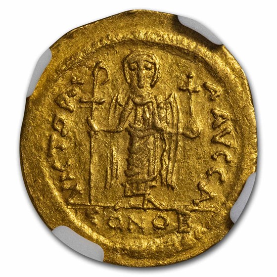 Buy 582-602 AD Tiberius Byzantine Gold Solidus AU | APMEX