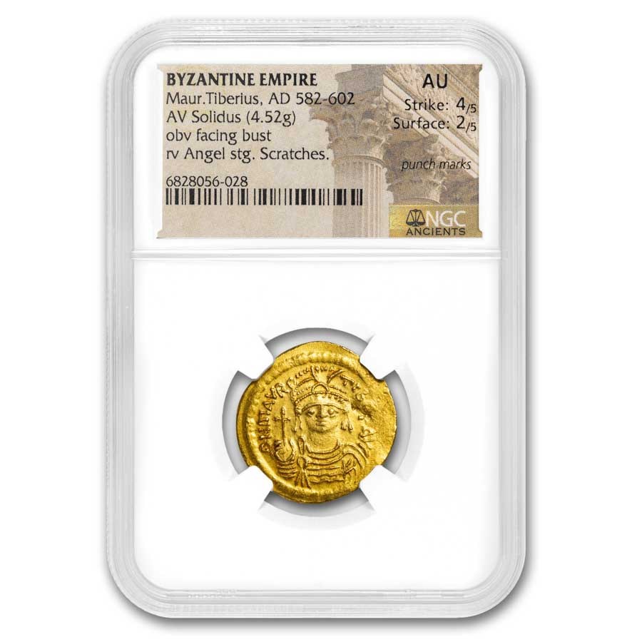 Buy 582-602 AD Gold Solidus Maurice Tiberius AU NGC | APMEX