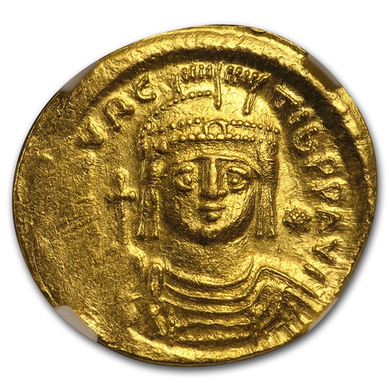 Byzantine Gold Solidus Maurice Tiberius (582-602 AD) MS NGC Byzantine Gold Solidus Maurice Tiberius (582-602 AD) MS NGC