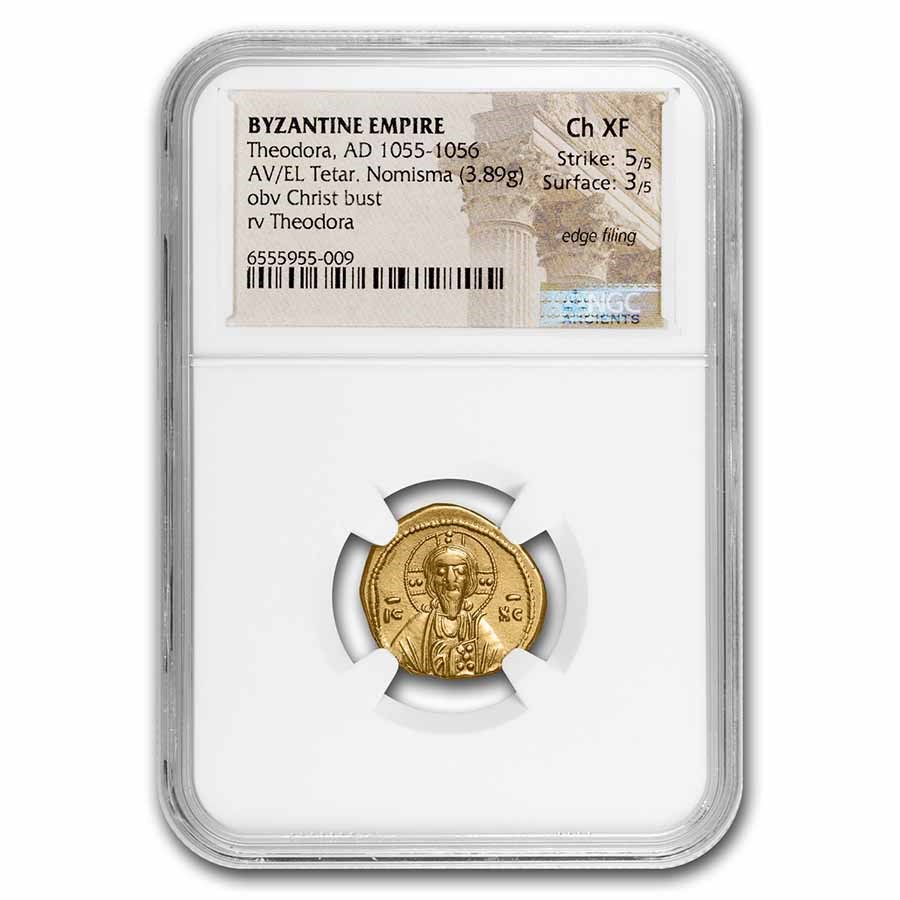 Byzantine Gold Tetar. Nomisma Theodora (1055-1056 AD) Ch XF NGC