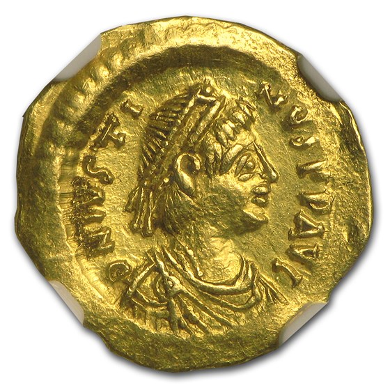 Byzantine Gold Tremissis Justin I (518-527 AD) CH AU NGC Byzantine Gold Tremissis Justin I (518-527 AD) CH AU NGC
