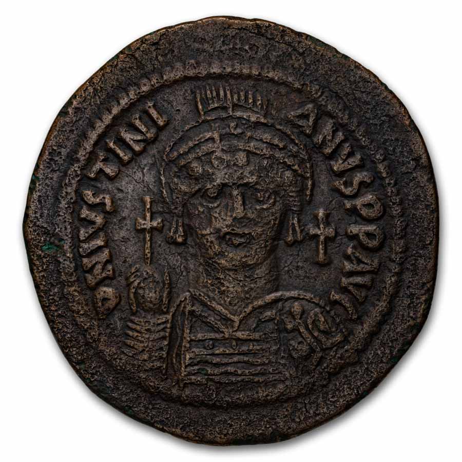 Byzantine Large Follis Justinian I 527-565 AD Ch VF