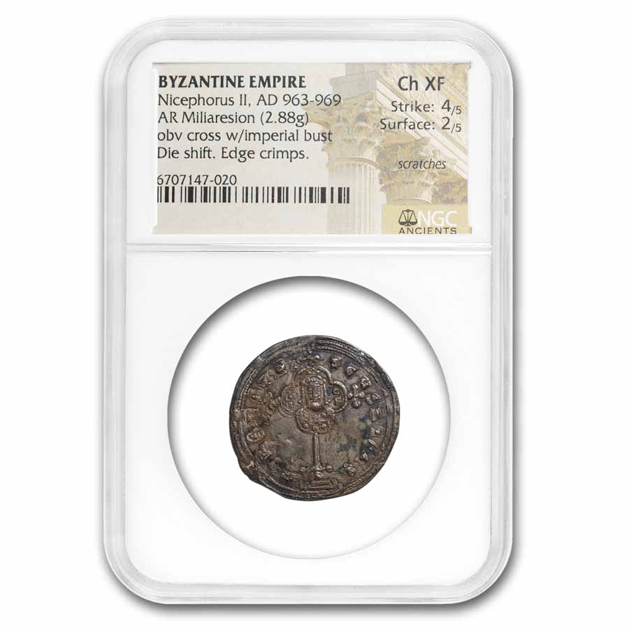 Byzantine Miliaresion Nicephorus II Phocas 963-969 AD Ch XF NGC