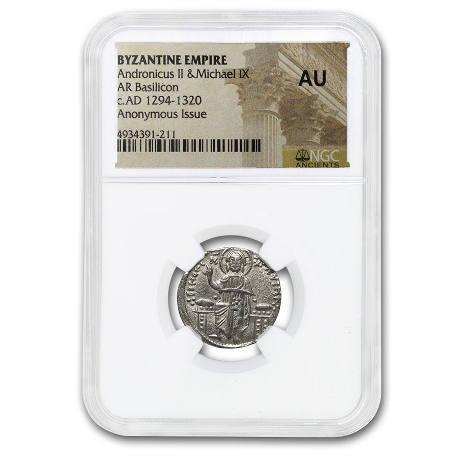 Byzantine Silver Basilicon And. II & Mich. IX (1294-1320) AU NGC