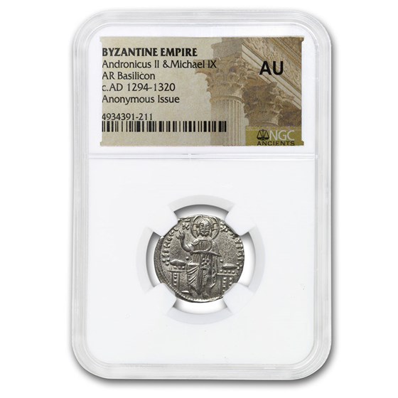 Byzantine Silver Basilicon And. II & Mich. IX (1294-1320) AU NGC Byzantine Silver Basilicon And. II & Mich. IX (1294-1320) AU NGC