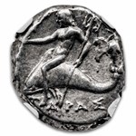 Calabria AR Didrachm Taras on Dolphin (280-240 BC) Ch VF NGC