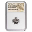 Calabria Taras AG Didrachm Rider (281-240 BC) XF NGC (3/5, 5/5) Calabria Taras AG Didrachm Rider (281-240 BC) XF NGC (3/5, 5/5)
