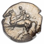 Calabria Taras AR Didrachm Boy on Dolphin (302-280 BC) Ch XF NGC