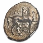 Calabria Taras AR Didrachm Boy on Dolphin (302-280 BC) VF NGC 3/3