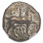 Calabria Taras AR Didrachm Boy on Dolphin (302-280 BC) VF NGC 4/3