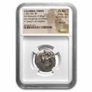 Calabria Taras AR Didrachm Rider w/shield (302-281 BC) Ch AU NGC Calabria Taras AR Didrachm Rider w/shield (302-281 BC) Ch AU NGC