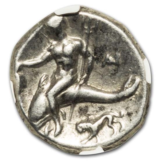 Buy Calabria Taras AR Didrachm Taras on Dolphin (281-240 BC) VF NGC | APMEX