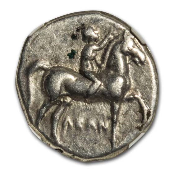 Buy Calabria Taras AR Didrachm Taras on Dolphin (281-240 BC) VF NGC | APMEX