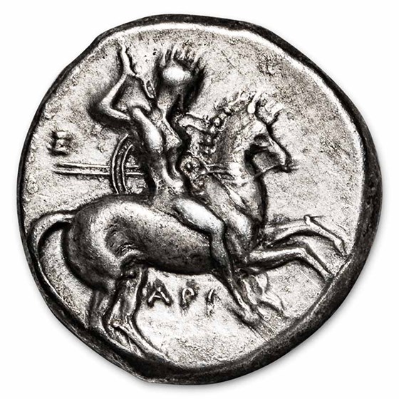 Calabria Taras AR Stater Rider (325-281 BC) Ch XF (Vlasto-636) Calabria Taras AR Stater Rider (325-281 BC) Ch XF (Vlasto-636)