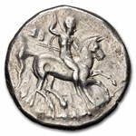 Calabria Tarentum AR Stater Rider (302-281 BC) Ch XF (Vlasto-695)