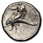 Calabria Tarentum AR Stater Rider (302-281 BC) Ch XF (Vlasto-695)