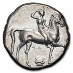 Calabria Tarentum AR Stater Rider (332-302 BC) Ch XF (Vlasto-655)