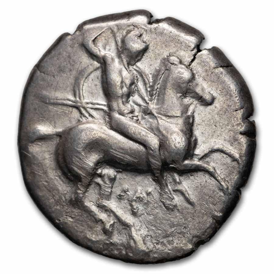 Calabria Tarentum AR Stater Rider (334-330 BC) Ch XF (Vlasto-595)