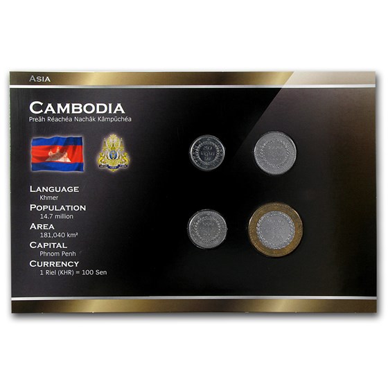 Cambodia 50-500 Riels 4-Coin Set Unc