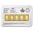Canada 1/10 oz Gold $25 5-Bar Set In Assay (Random Year)