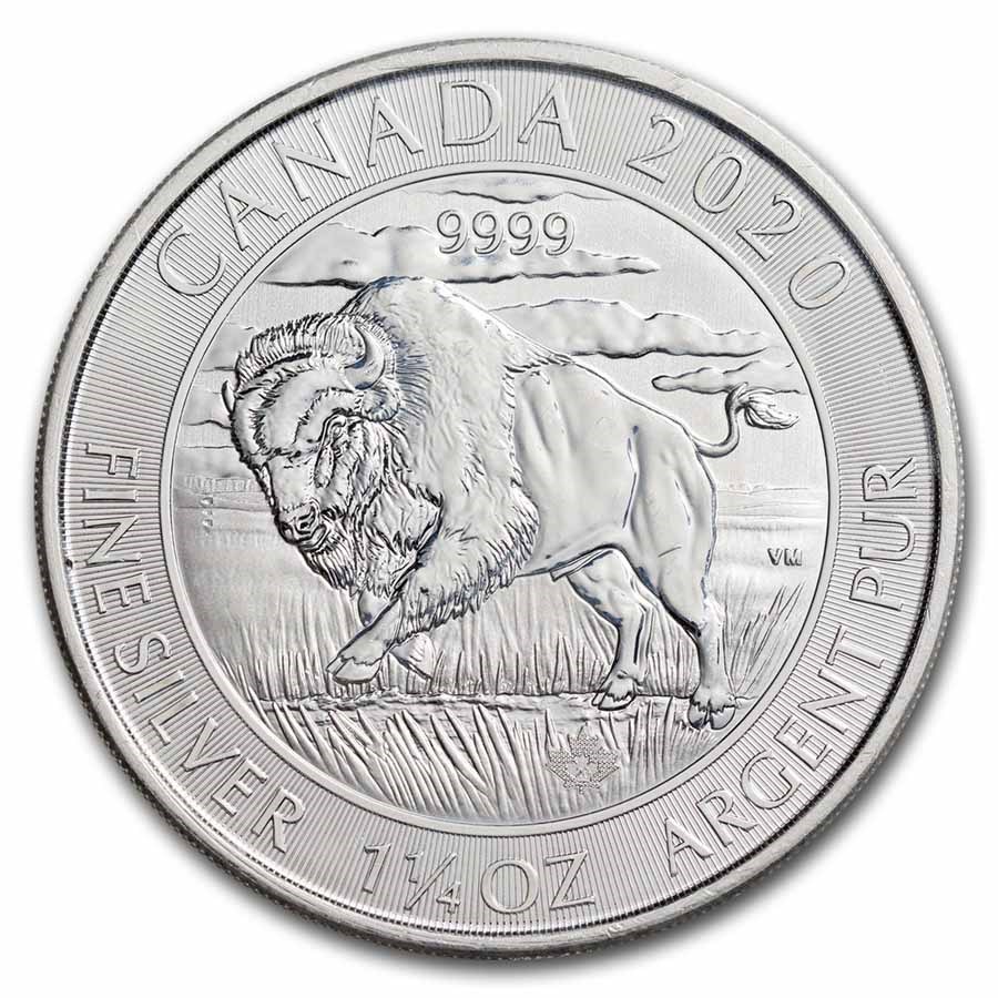 Silver Bison Buy Canadian 1.25 oz Silver Bison BU (Random, Abrasions) | APMEX