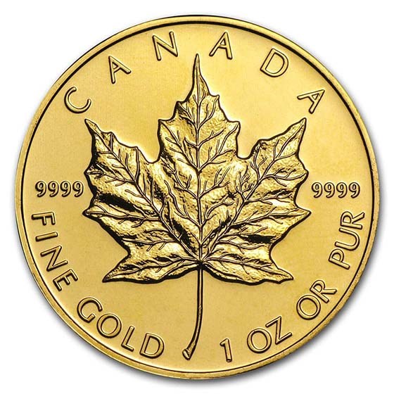 Canada 1 oz Gold Maple Leaf .9999 Fine Coin BU (Random Year)