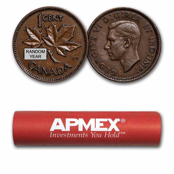 Canada 50-Coin Roll Copper Cents Avg Circ Canada 50-Coin Roll Copper Cents Avg Circ