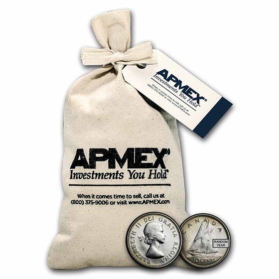 Canada 80% Silver Coins - $100 Face Value Bag - Dimes Canada 80% Silver Coins - $100 Face Value Bag - Dimes