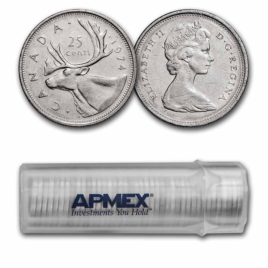 Buy Canada Clad Coins 10 Face Value Roll Quarters APMEX