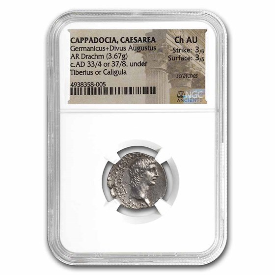 Cappadocia,Caesarea AR Drachm Germanicus (33/34 AD) Ch AU NGC Cappadocia,Caesarea AR Drachm Germanicus (33/34 AD) Ch AU NGC