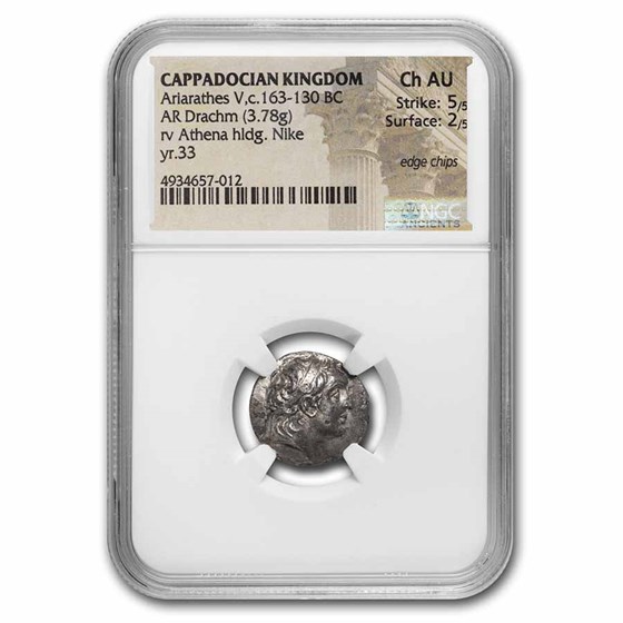 Cappadocian Kingdom AR Drachm Ariarathes V 163-130 BC Ch AU NGC Cappadocian Kingdom AR Drachm Ariarathes V 163-130 BC Ch AU NGC