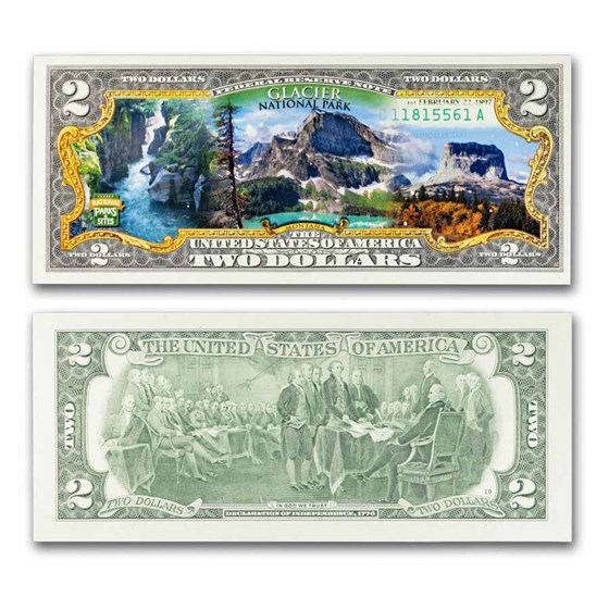Celebrating America $2 Bill - Glacier National Park