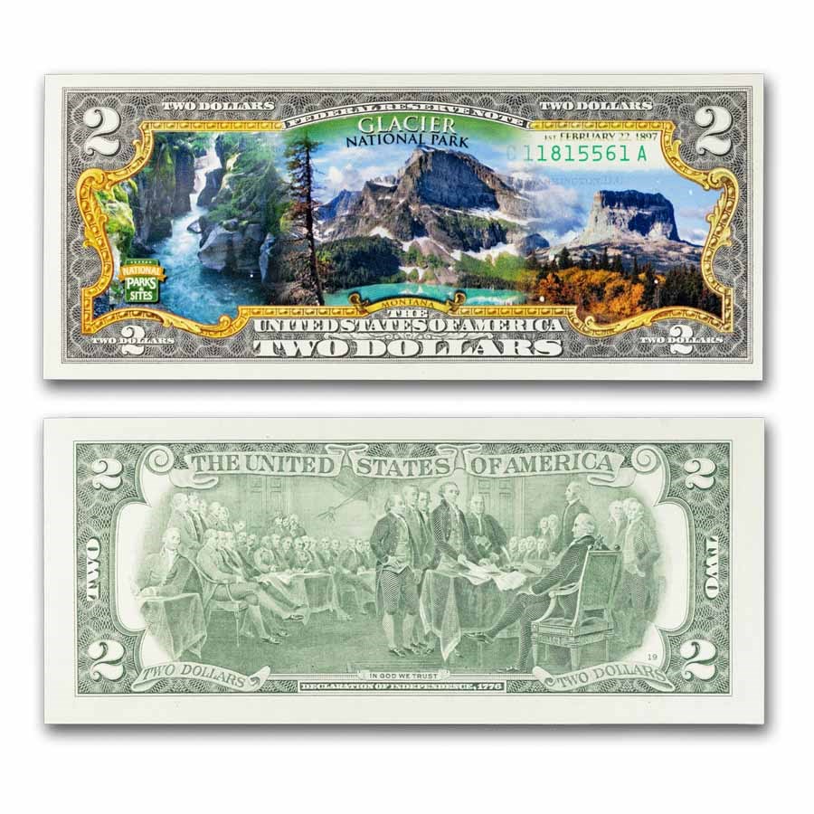 Celebrating America $2 Bill - Glacier National Park