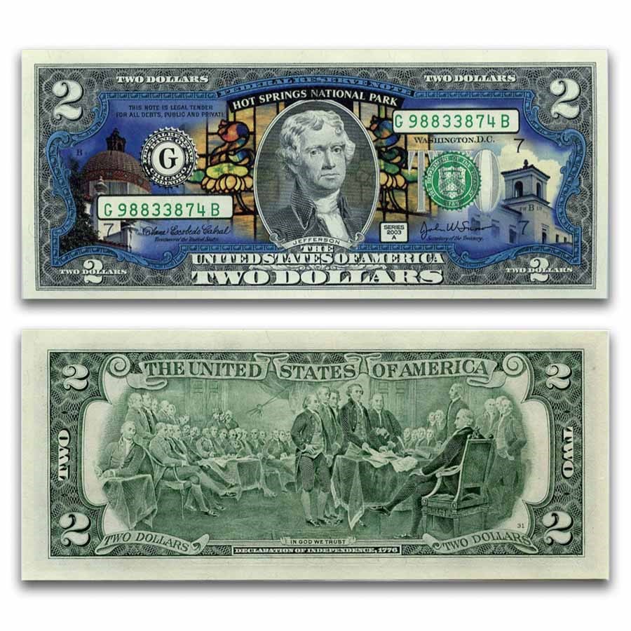 Celebrating America $2 Bill - Hot Springs National Park