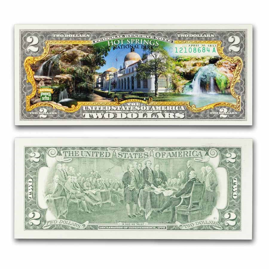Celebrating America $2 Bill - Hot Springs National Park