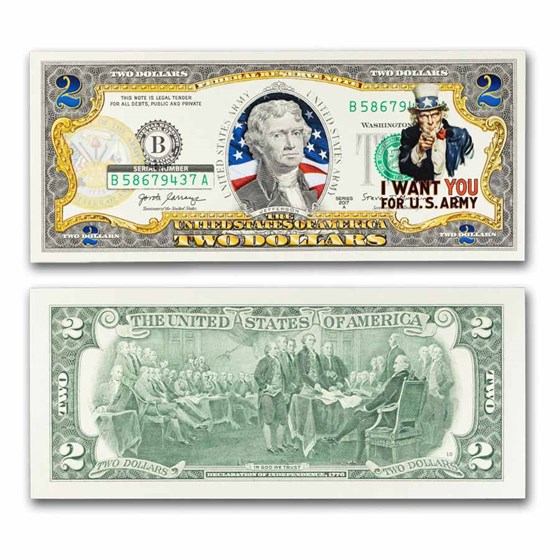 Celebrating America $2 Bill - Vintage U.S. Army
