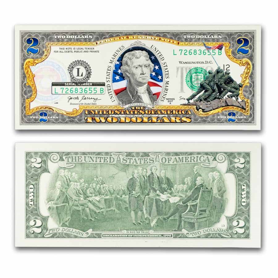 Celebrating America $2 Bill - Vintage U.S. Marines