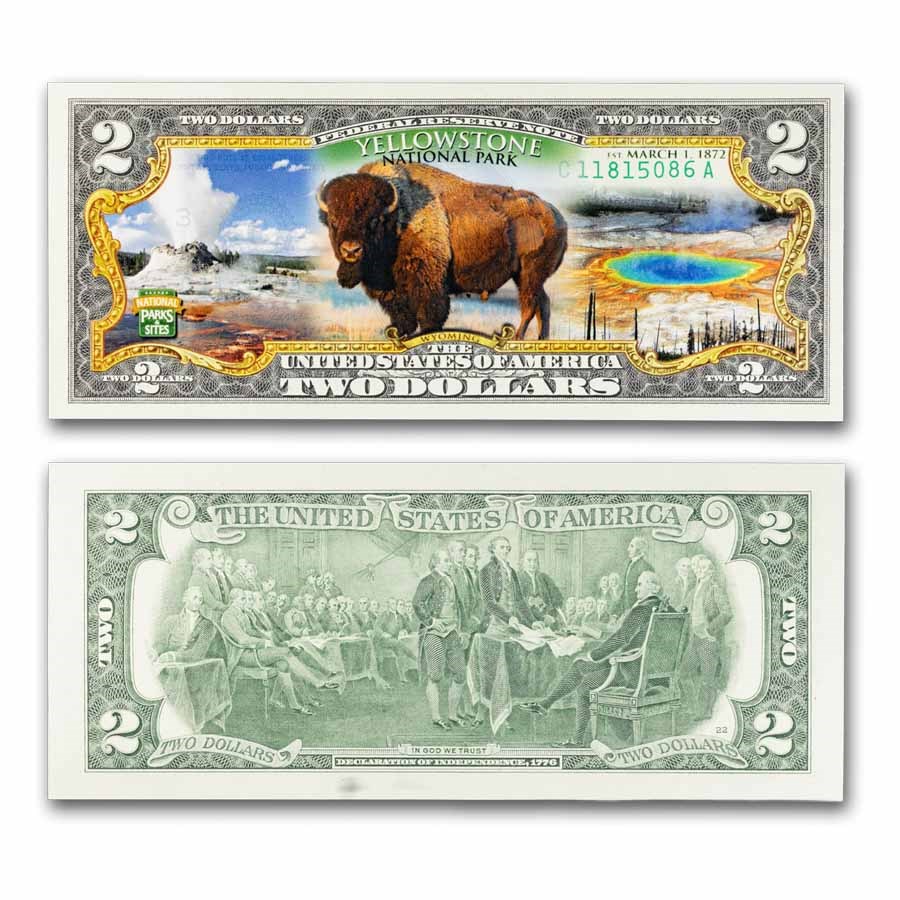 Celebrating America $2 Bill - Yellowstone National Park