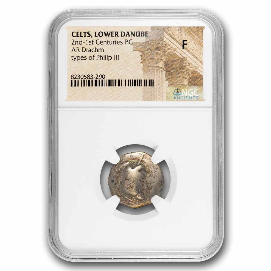 Celts Lower Danube AR Drachm (2nd-1st Century BC) F NGC