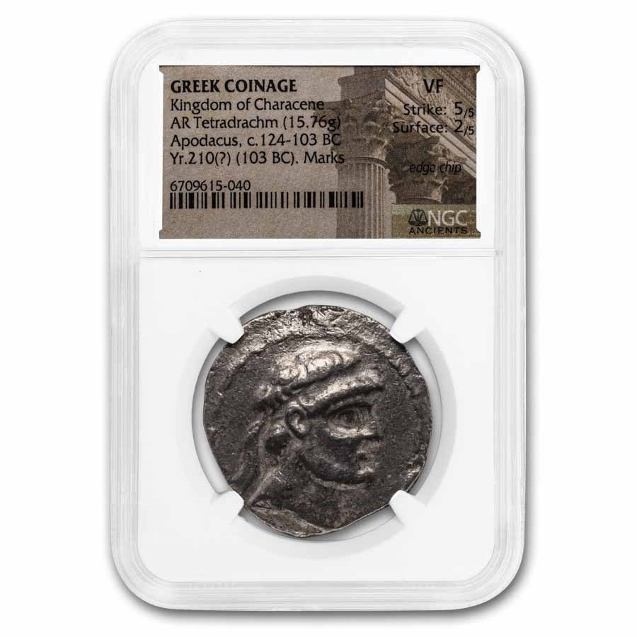 Characene, Apodacus AR Tetradrachm (124-103 BC) VF NGC 5/2