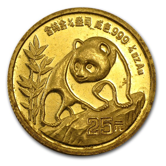 China 1/4 oz Gold Panda BU (Abrasions)