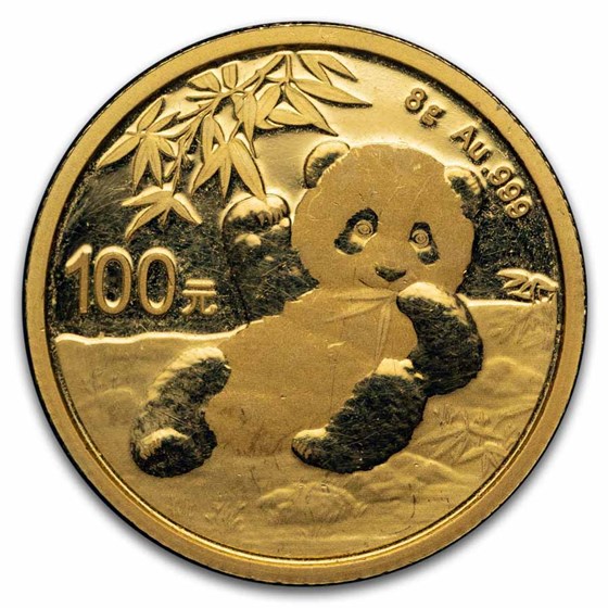 China 8 gram Gold Panda BU (Abrasions)