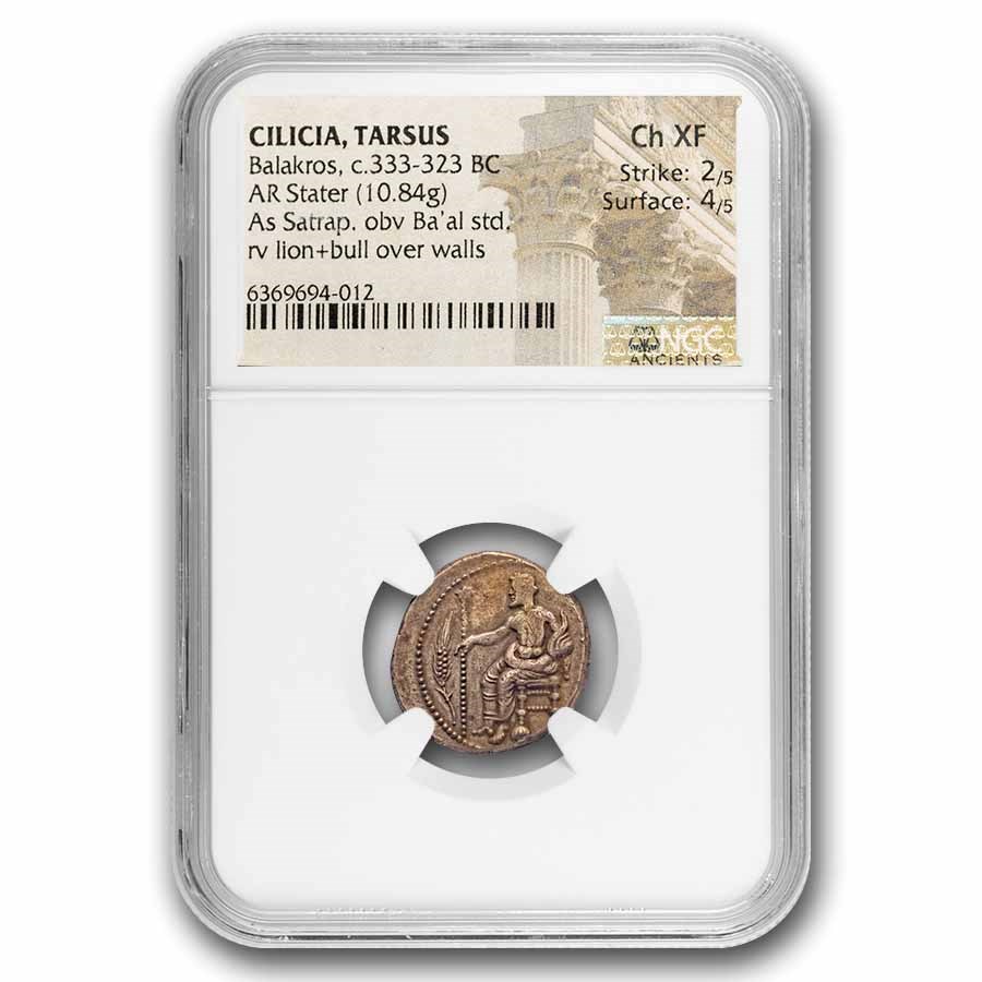 Cilicia, Tarsus Silver Stater Balakros (333-323 BC) Ch XF NGC 2/4